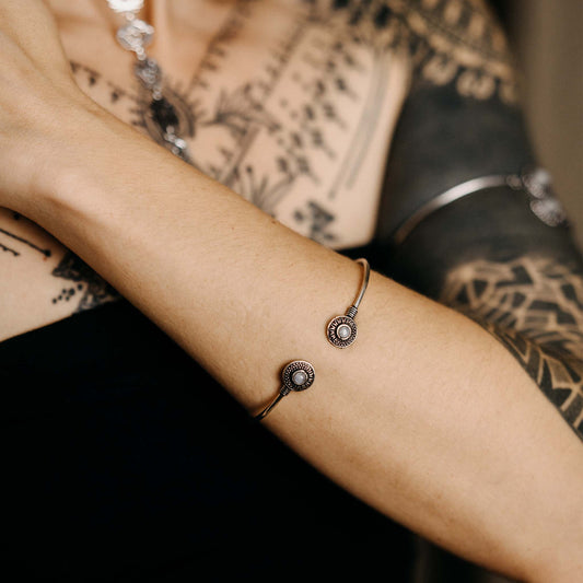 Chandra Moonstone Gold/Silver Bangle
