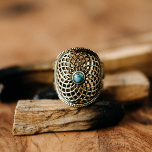 Fingerring Kari Gold Türkis