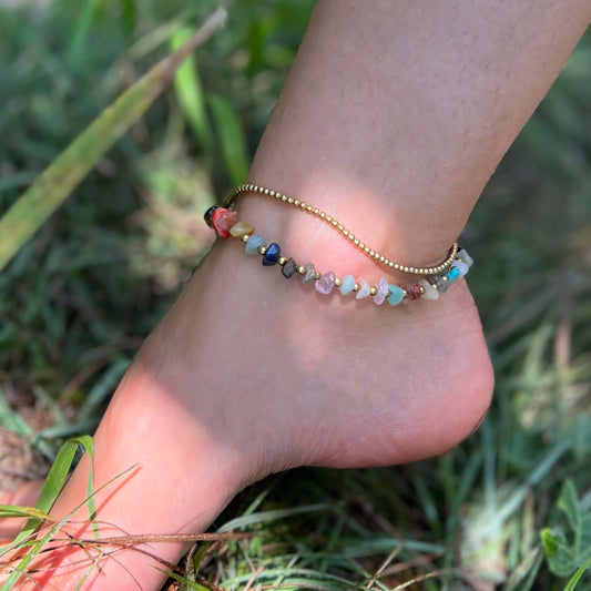 Anklet colorful stones