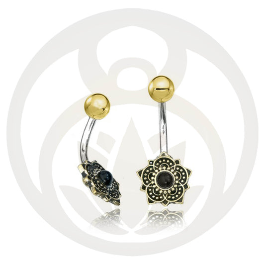 Bauchnabelpiercing Mandala Gold Heilstein