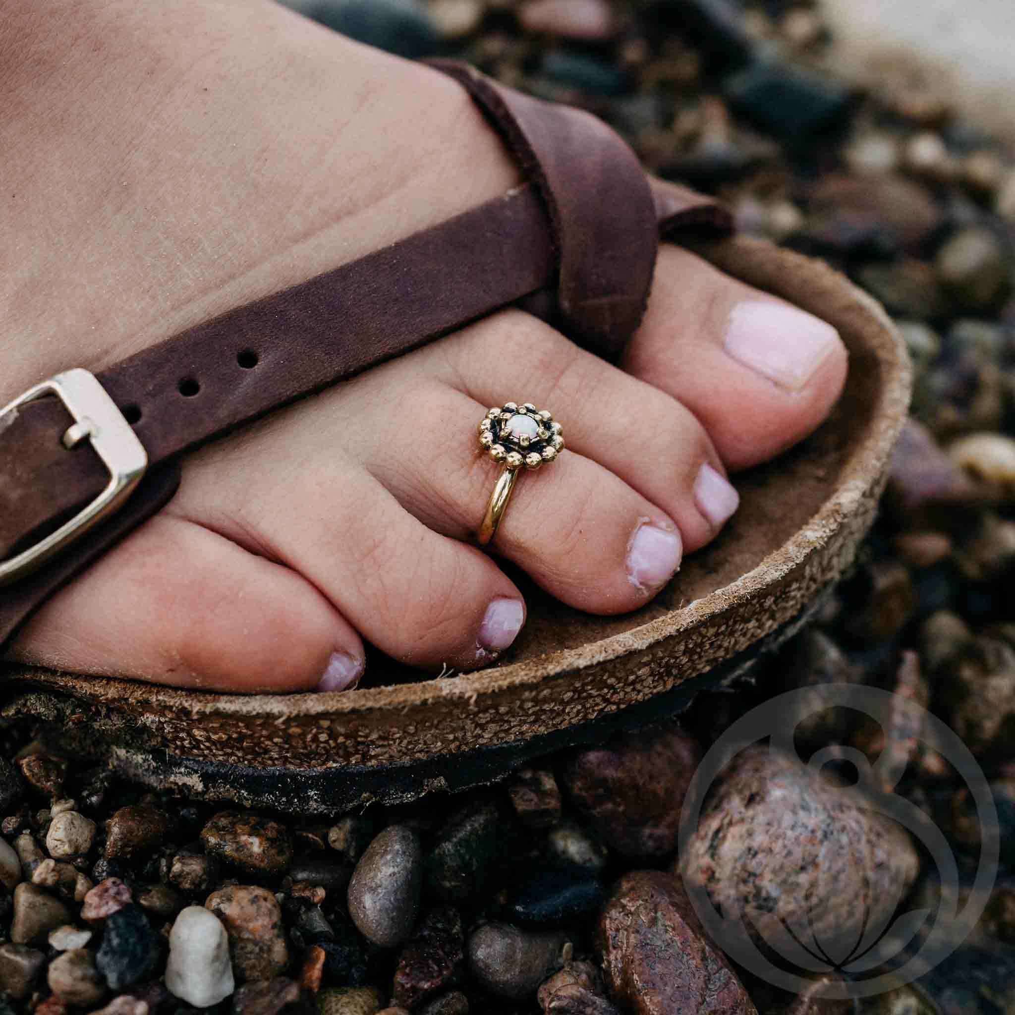 Zehenring, 14 Karat, Zweifarbig, Satin, Offene Rückseite
