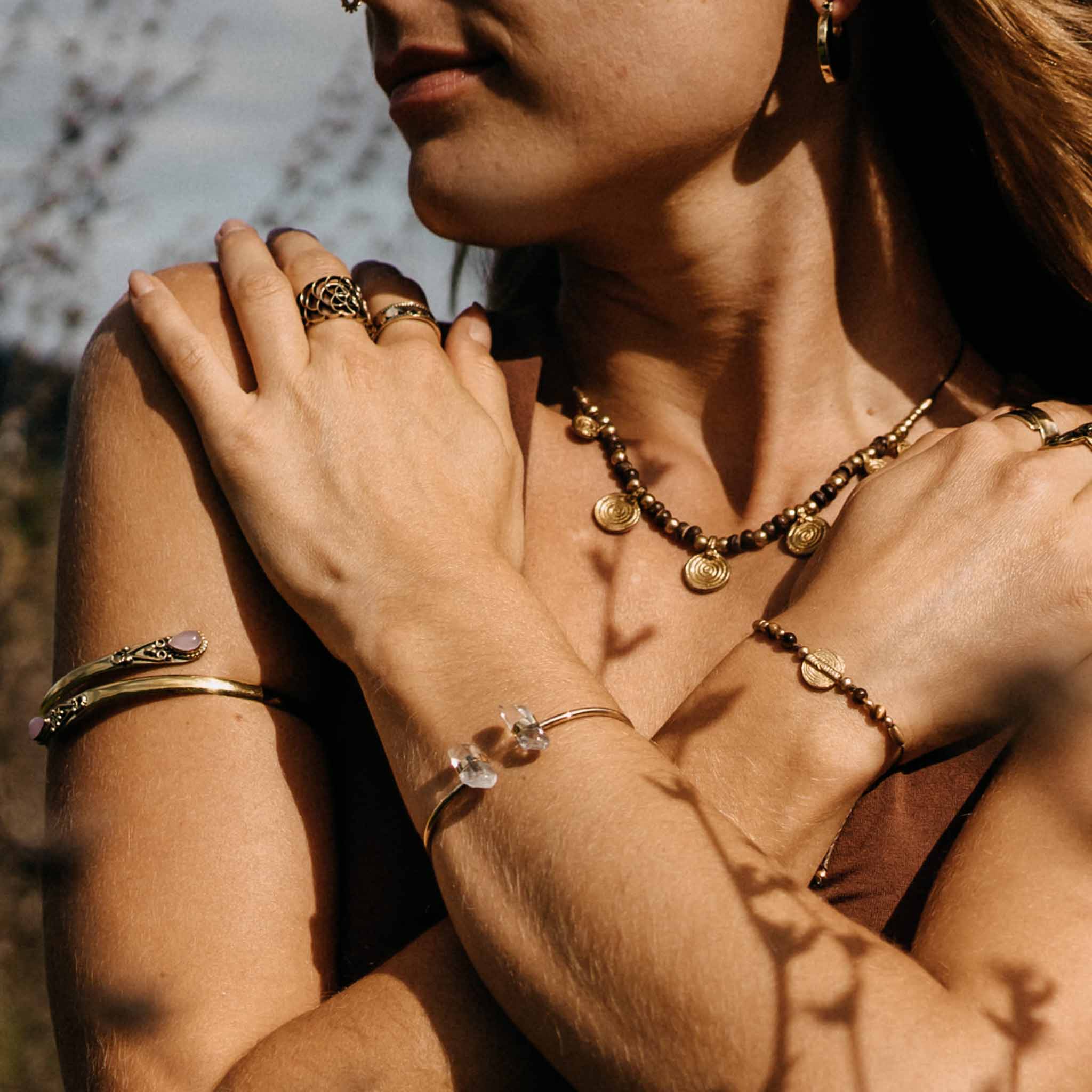 Seraphaya Gold Wood Necklace