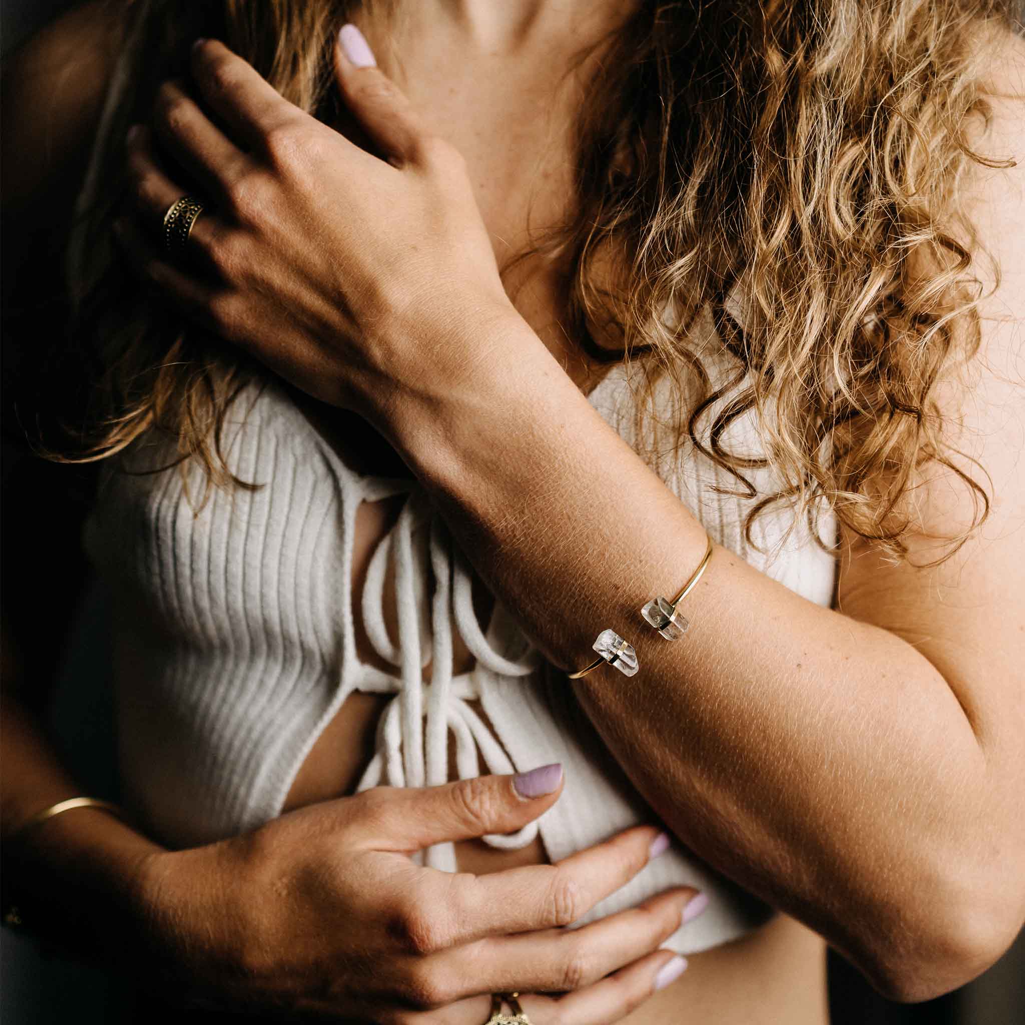 Rock crystal gold/silver bracelet