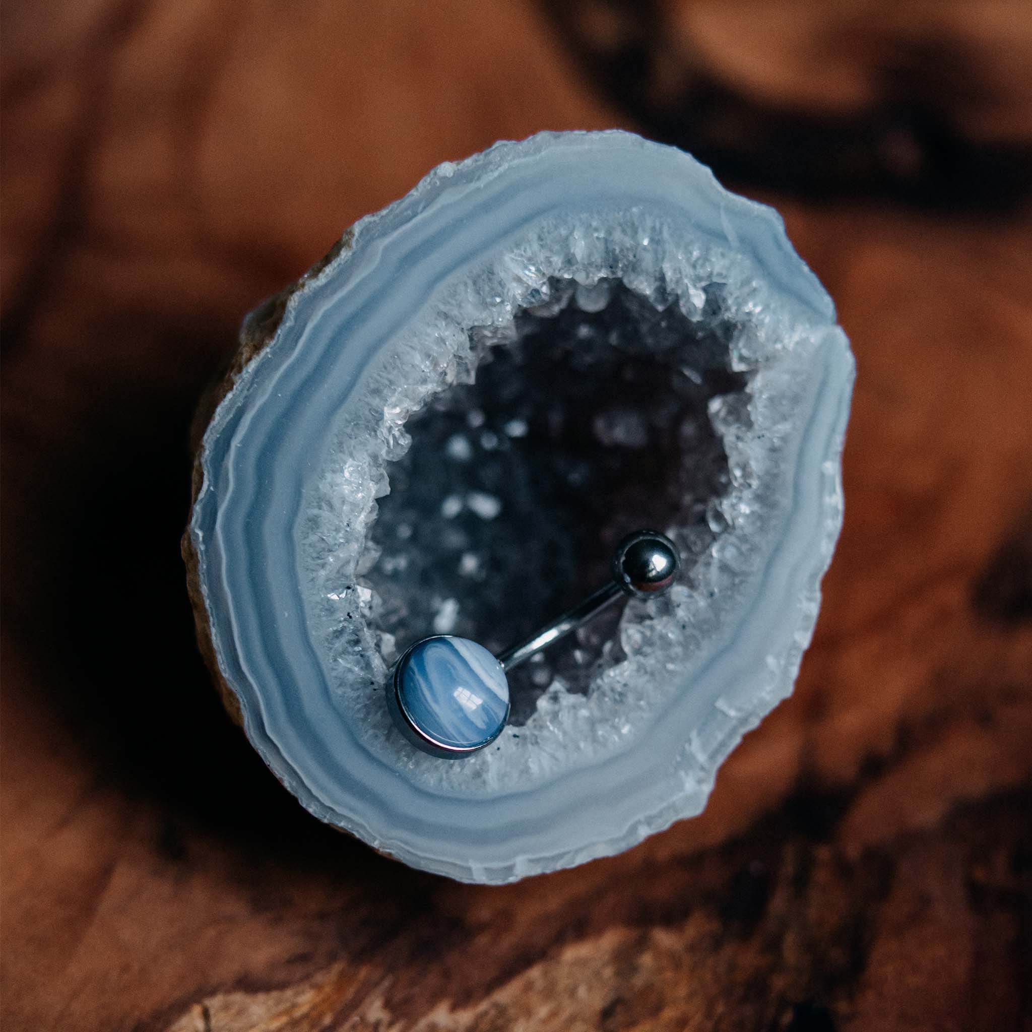Belly button piercing Ira blue quartz silver