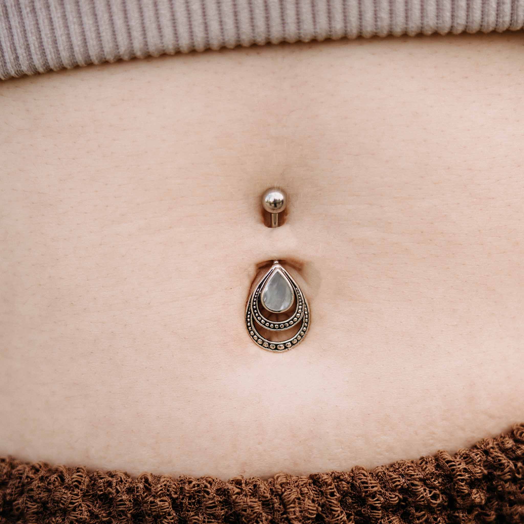 Belly Button Piercing Ragnarök Silver Healing Stone