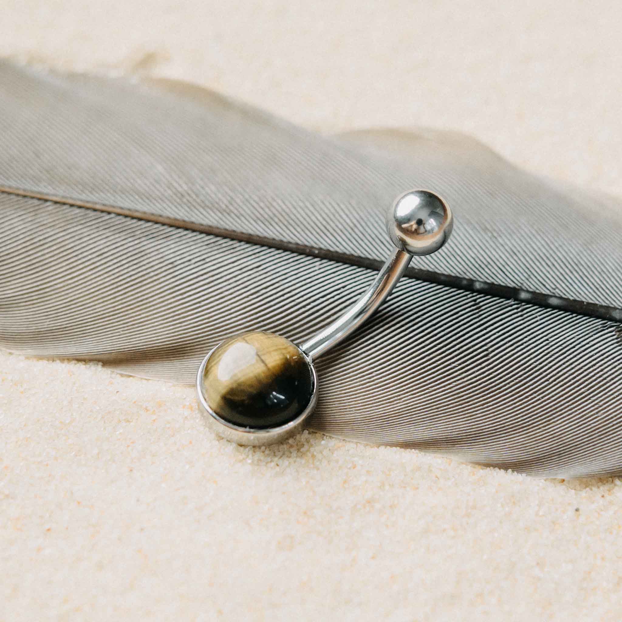Belly button piercing Ira tiger eye silver