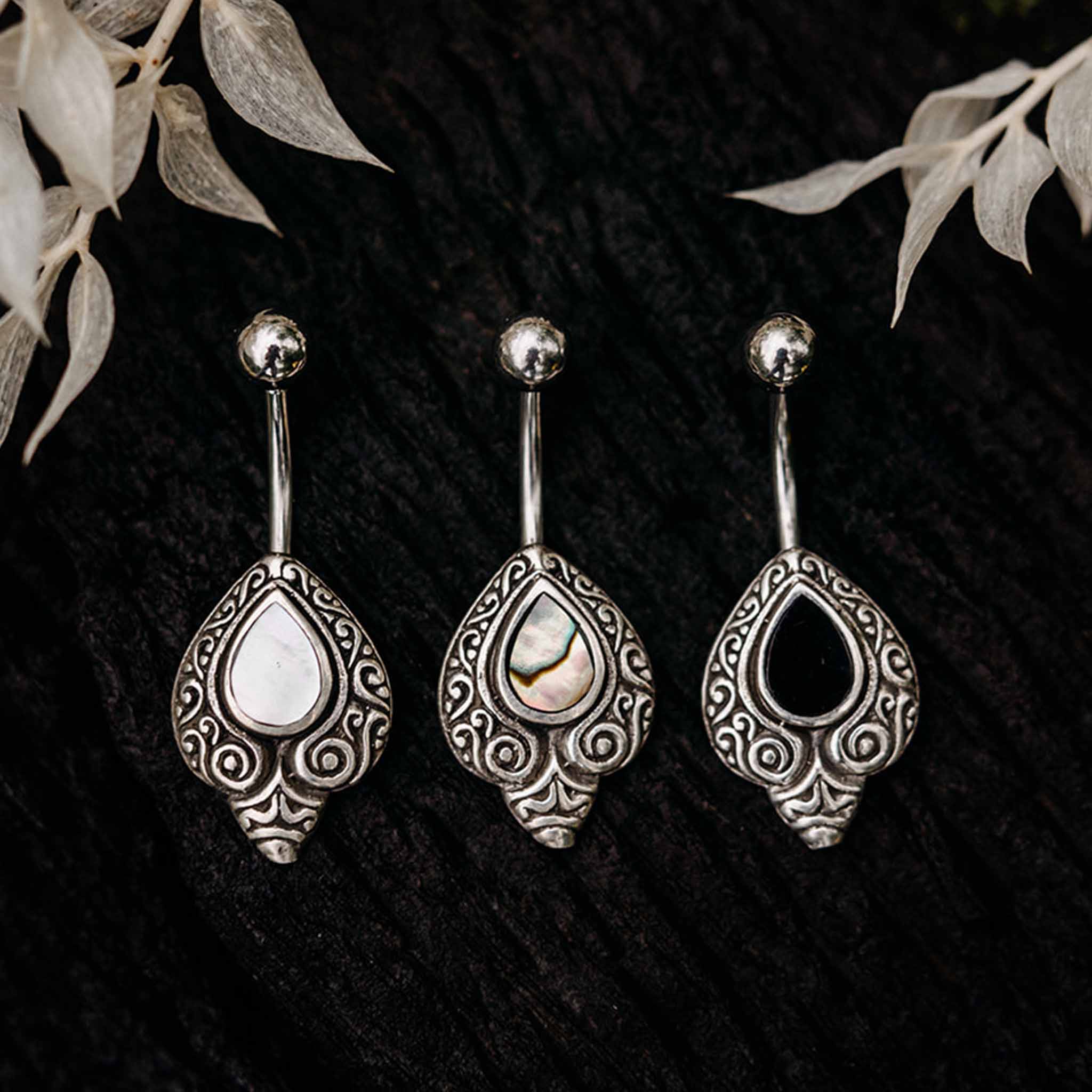 Belly Button Piercing Skadi Silver Healing Stone