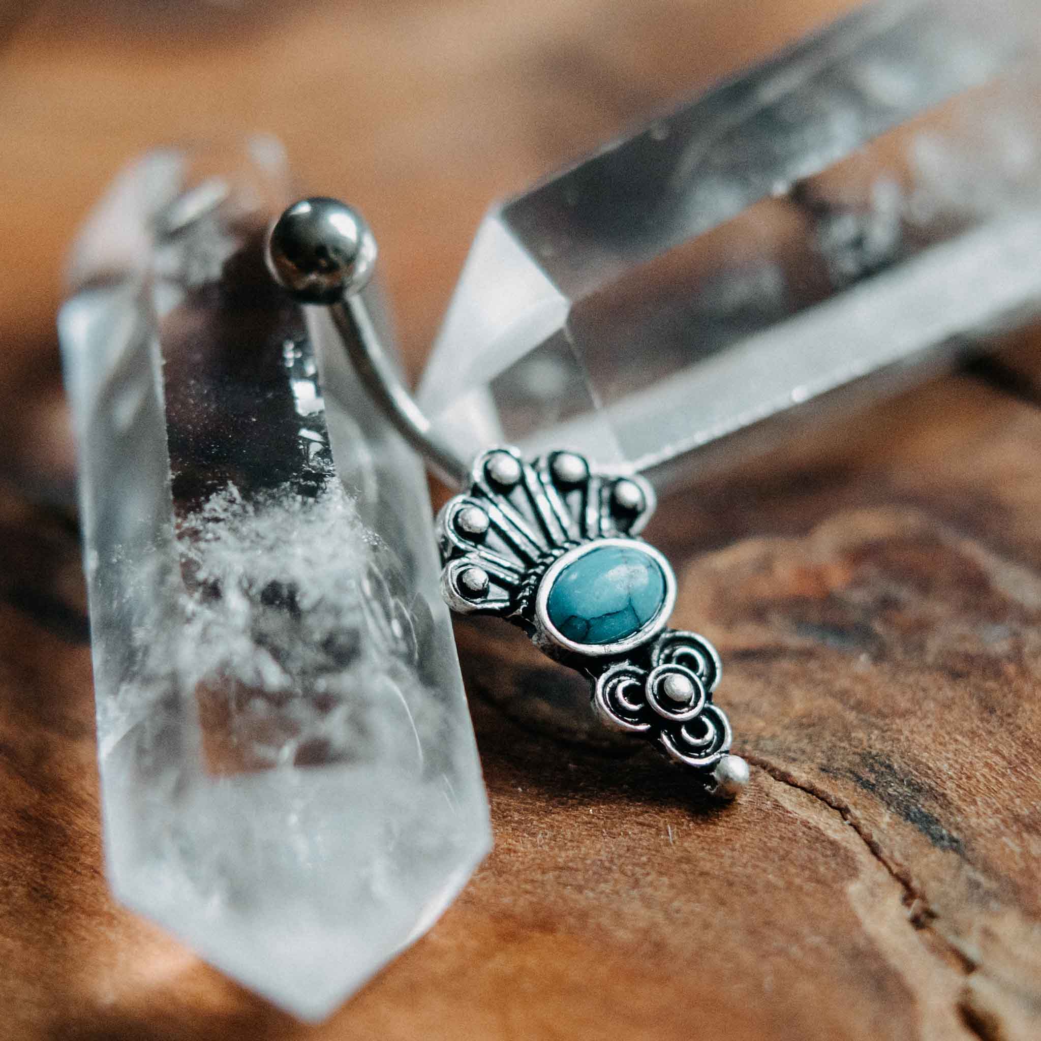 Belly button piercing Tyron silver turquoise