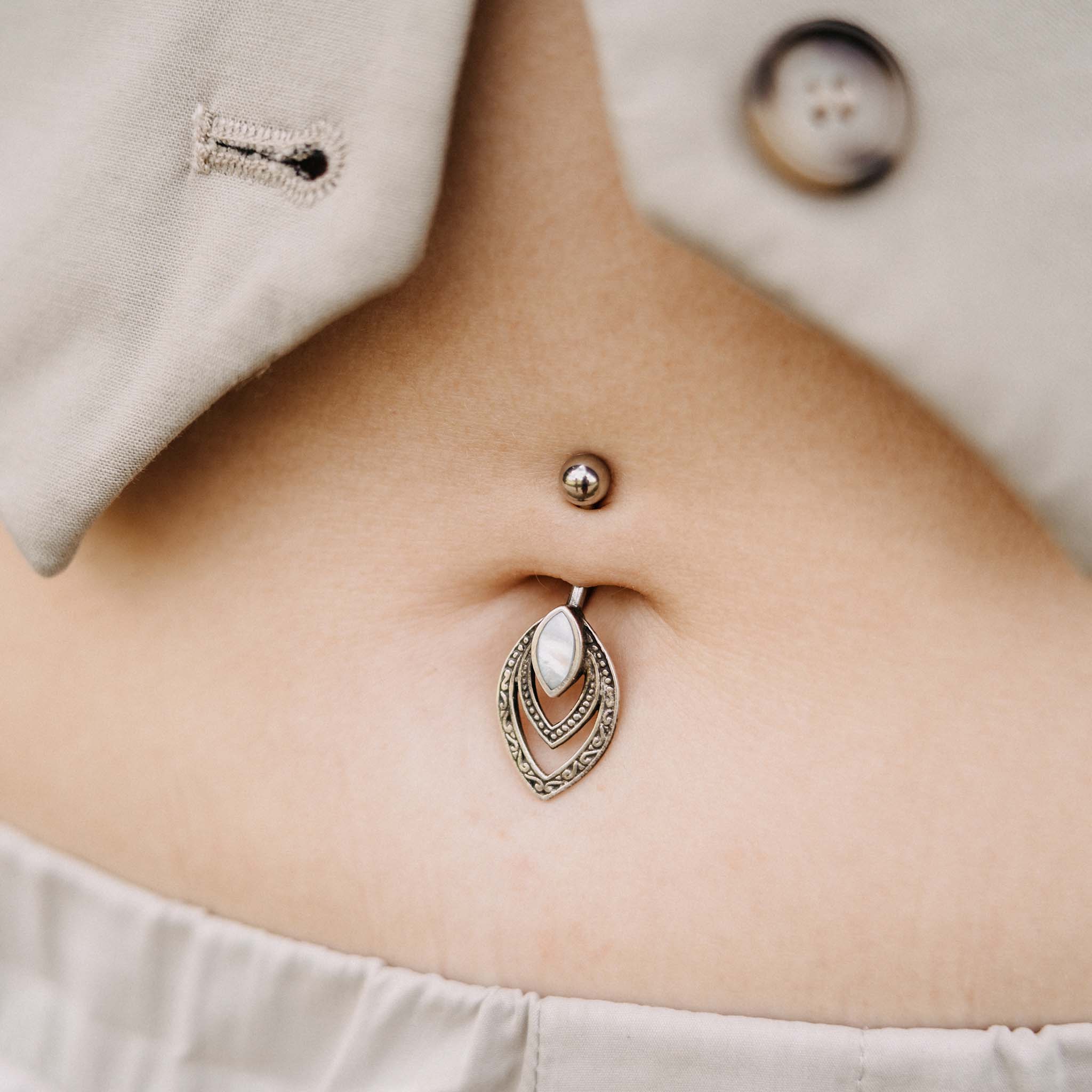 Belly Button Piercing Thor Healing Stone Silver