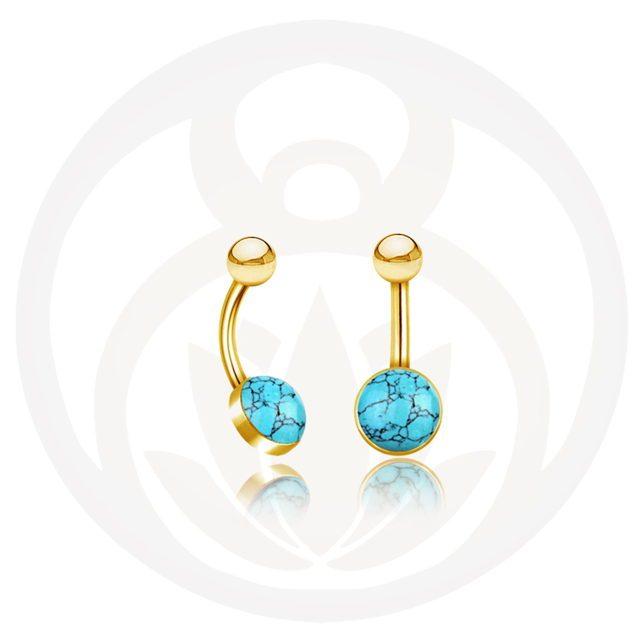 Belly button piercing Ira turquoise gold