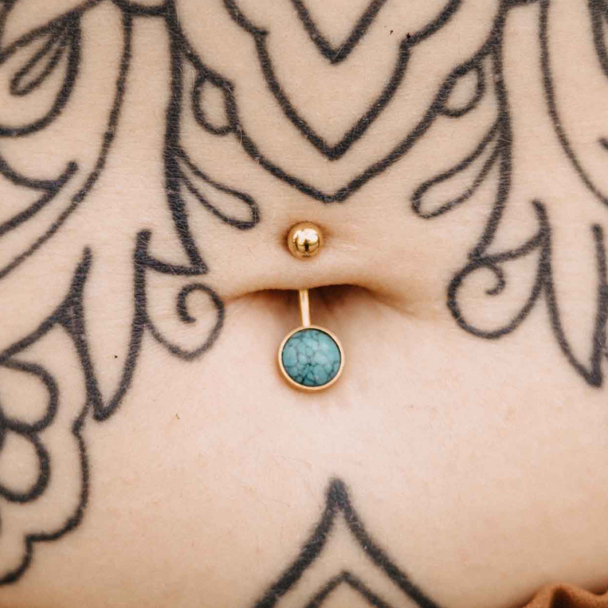 Belly button piercing Ira turquoise gold