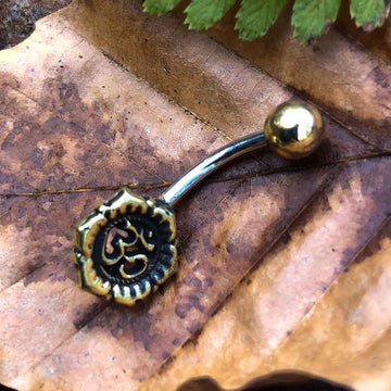Belly Button Piercing Ohm Mandala Gold