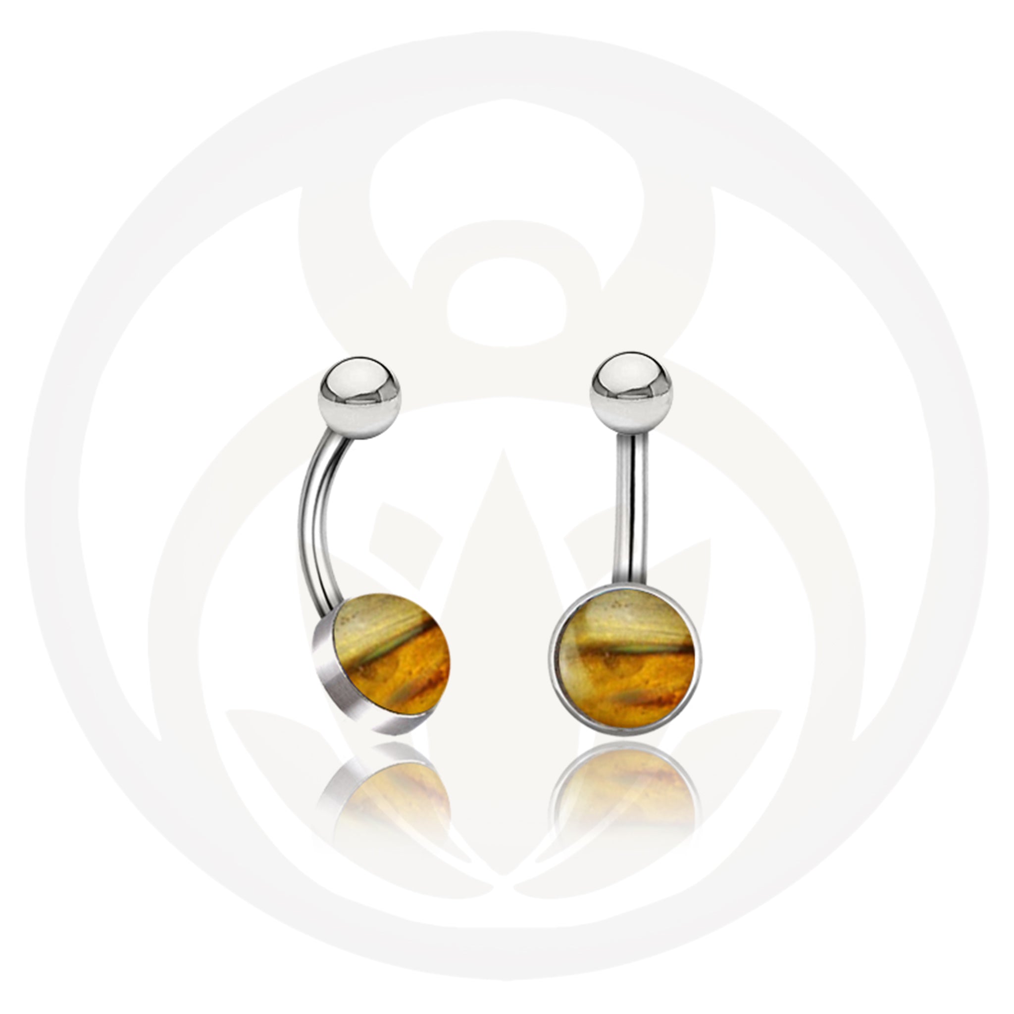 Belly button piercing Ira tiger eye silver