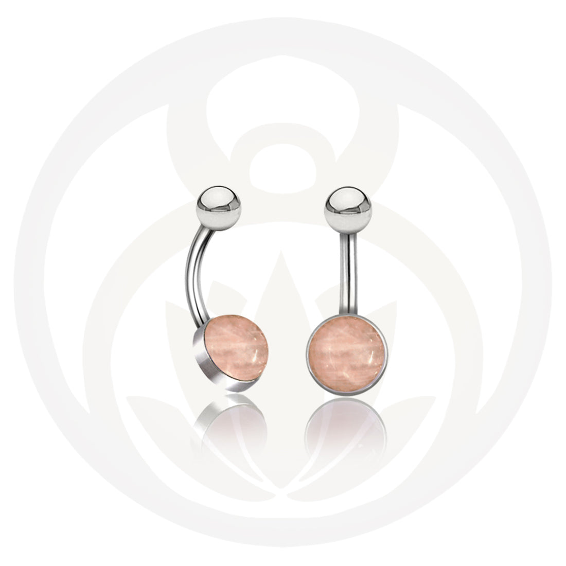 Belly button piercing Ira rose quartz silver