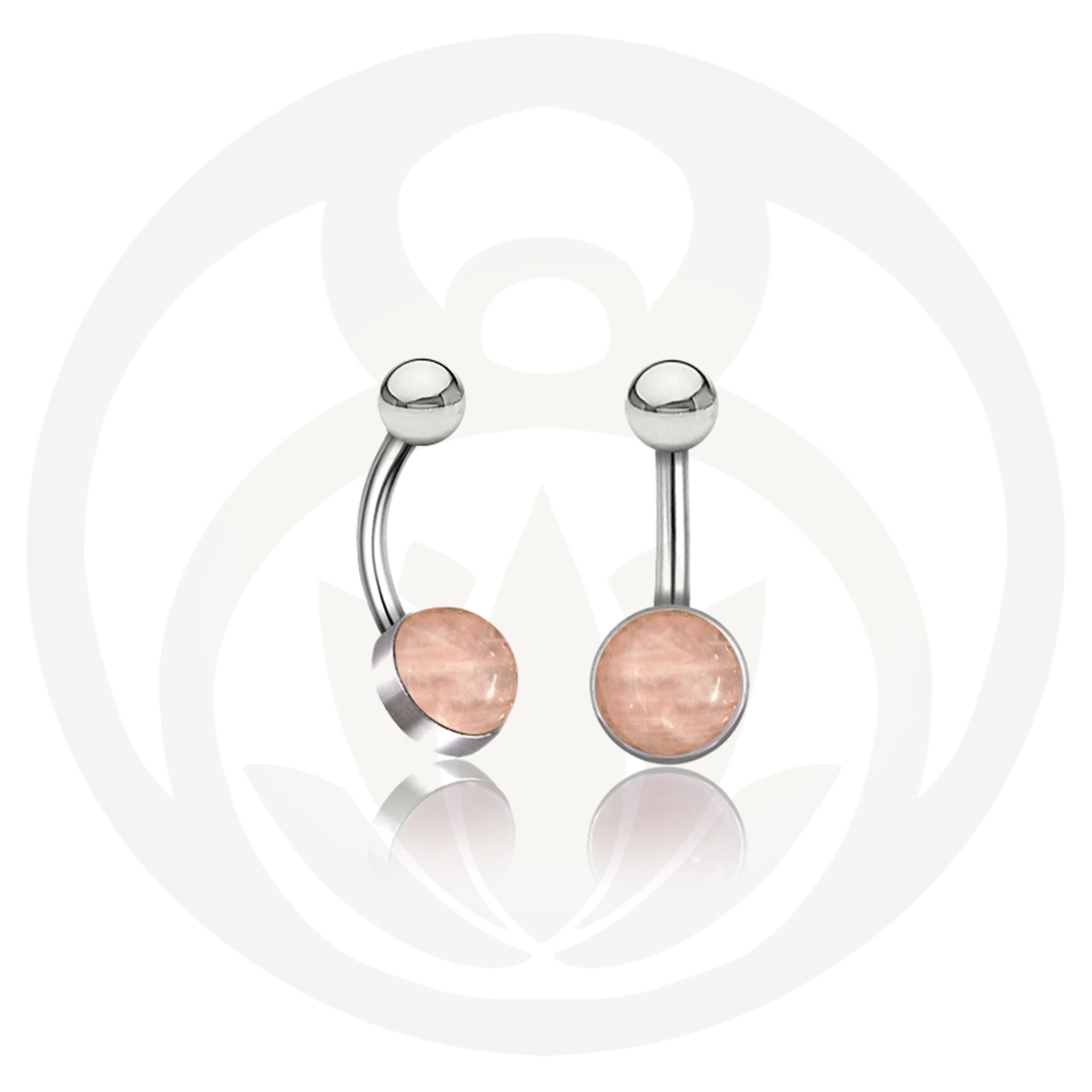 Belly button piercing Ira rose quartz silver