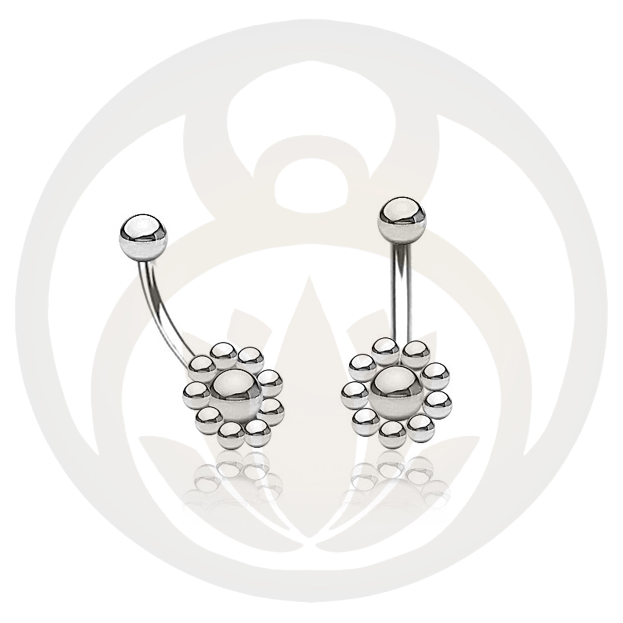 Belly button piercings silver mandalas