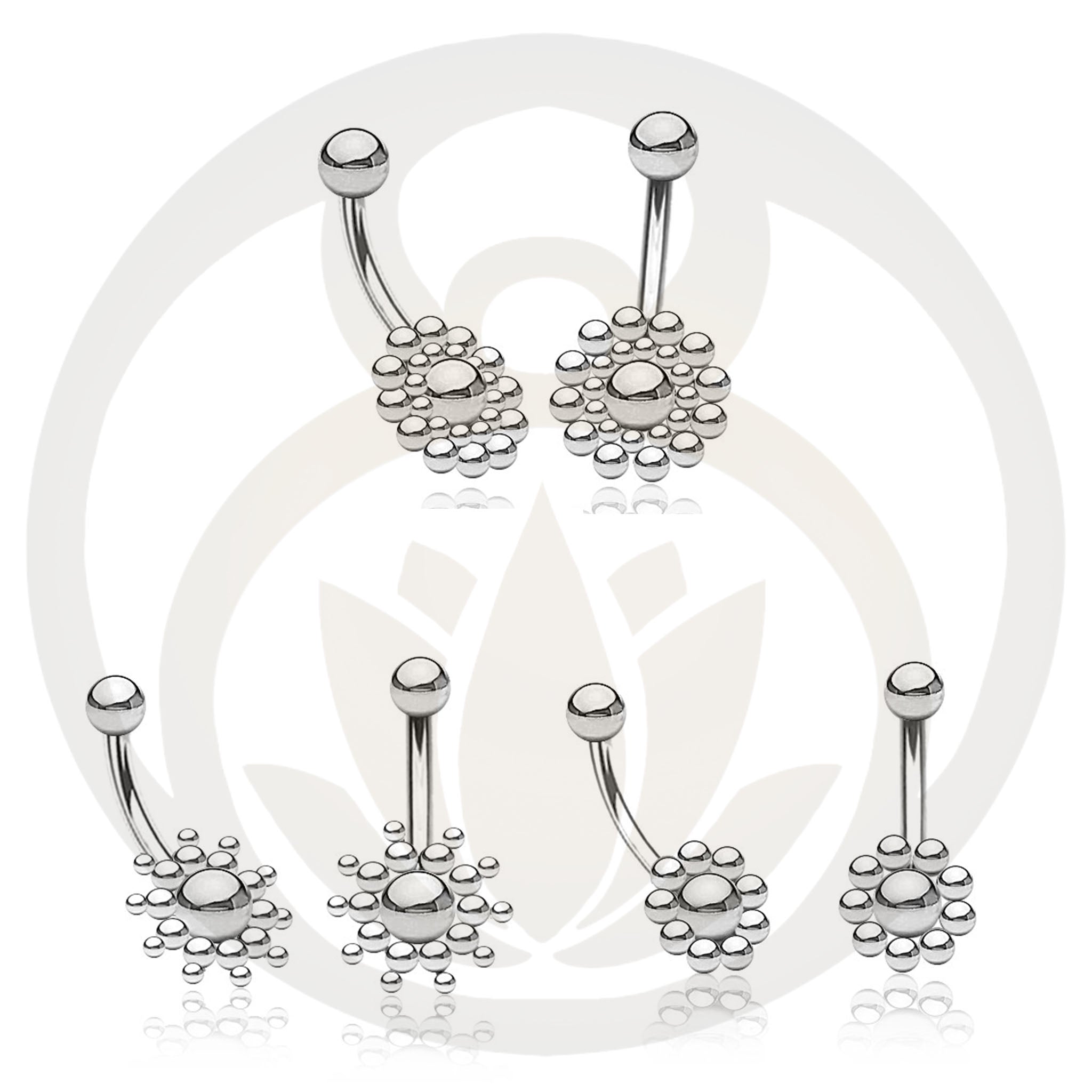 Belly button piercings silver mandalas