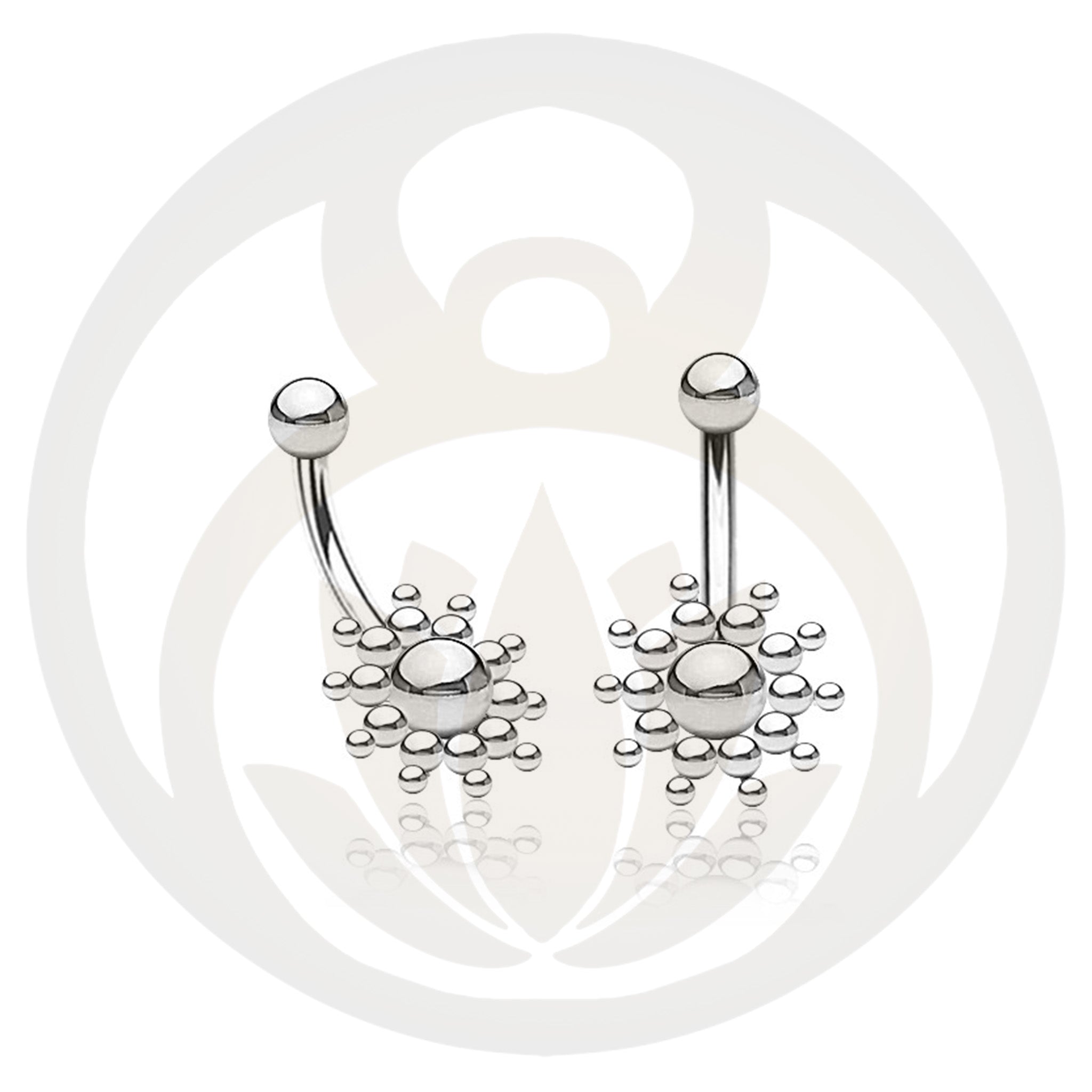 Belly button piercings silver mandalas