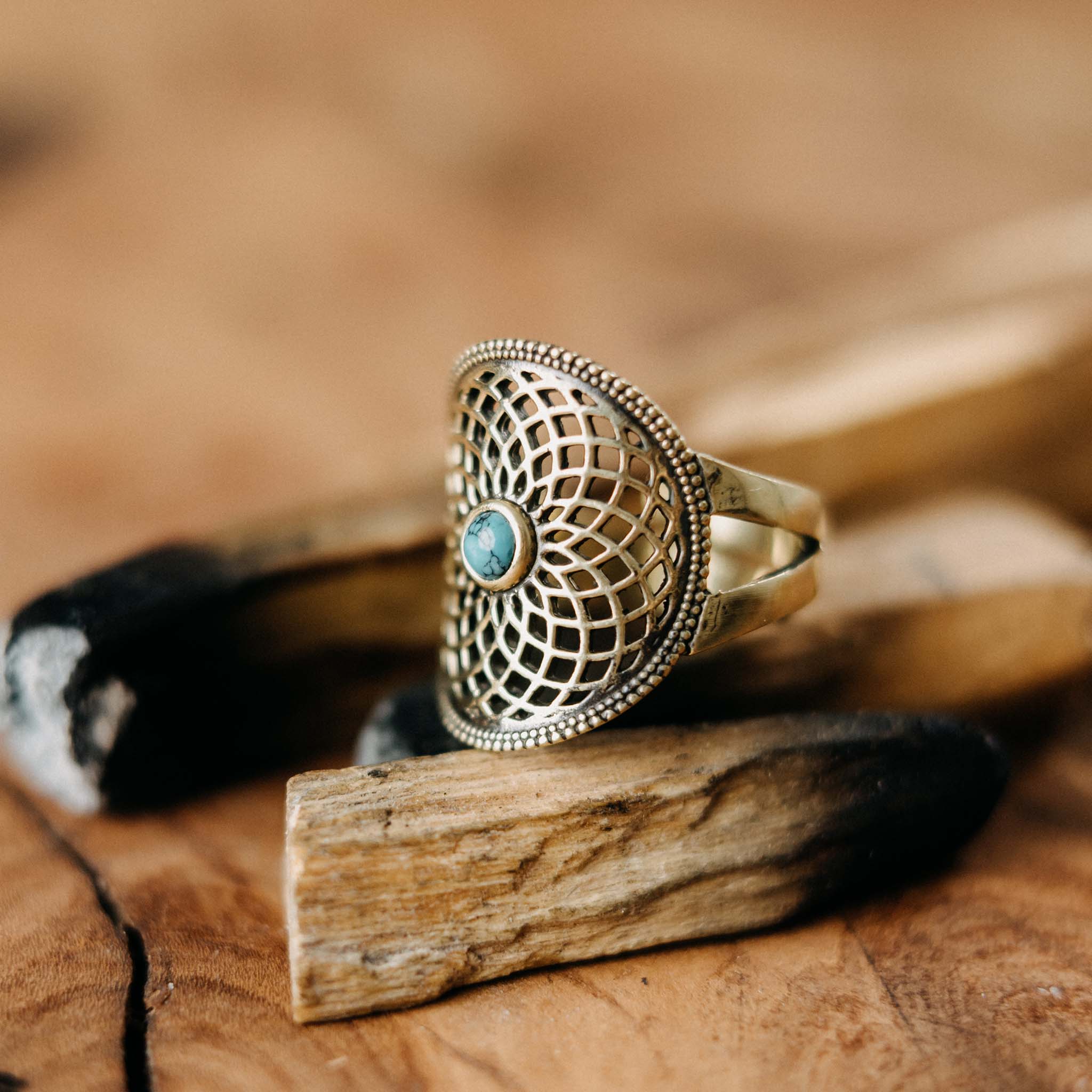 Fingerring Kari Gold Türkis