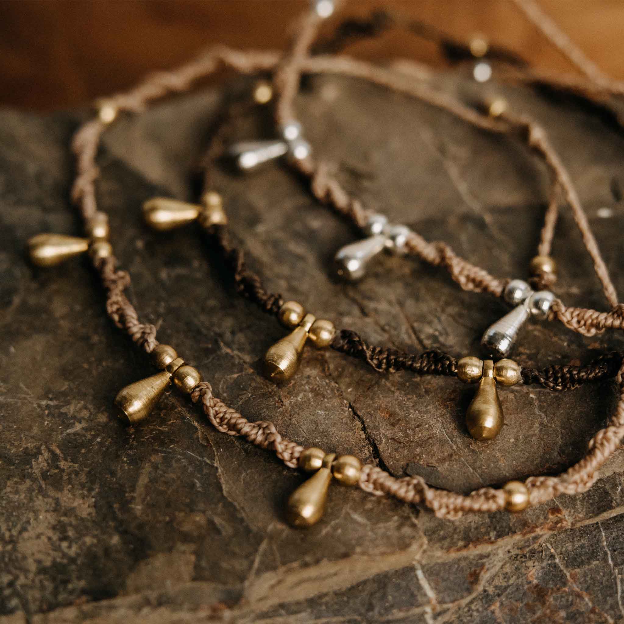 Fußkette Auroria Gold Braun