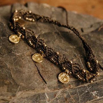 Fußkette Zyphira Gold Braun