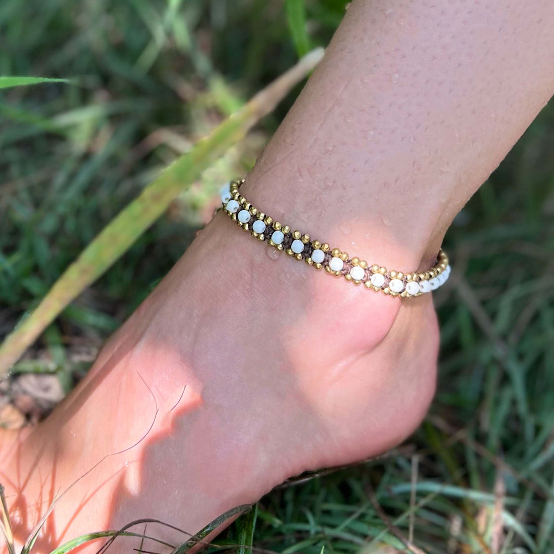 white turquoise anklet