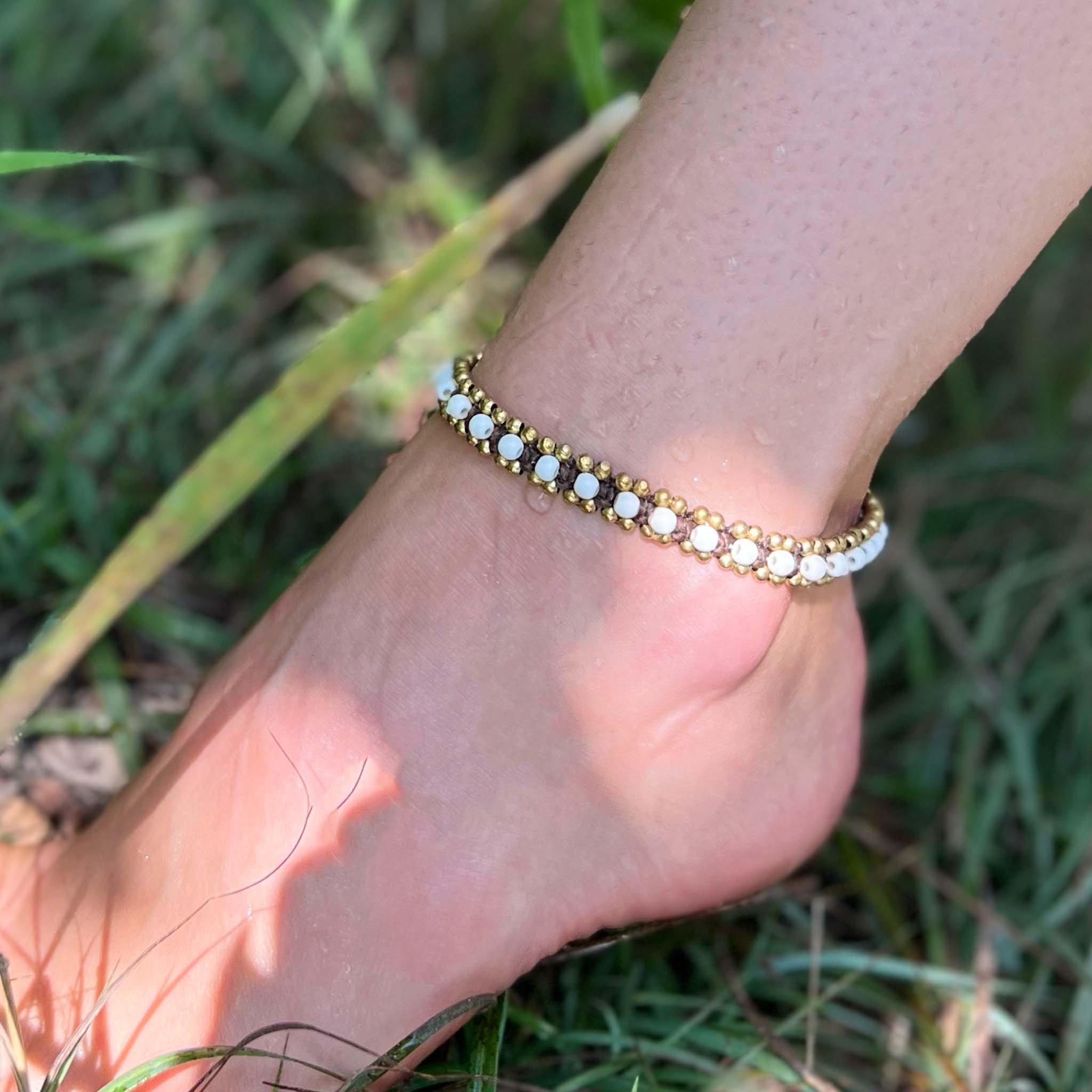 white turquoise anklet
