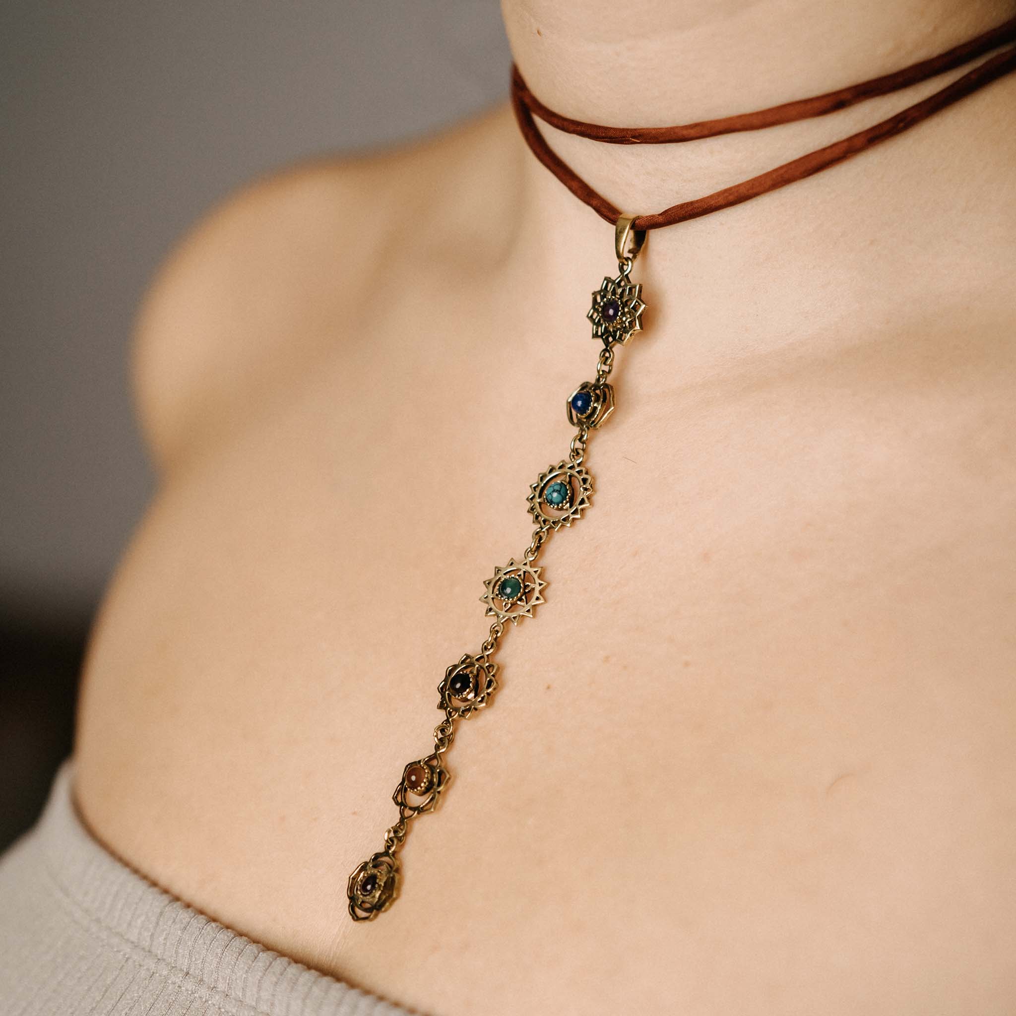 Chakra Stones Gold Pendant