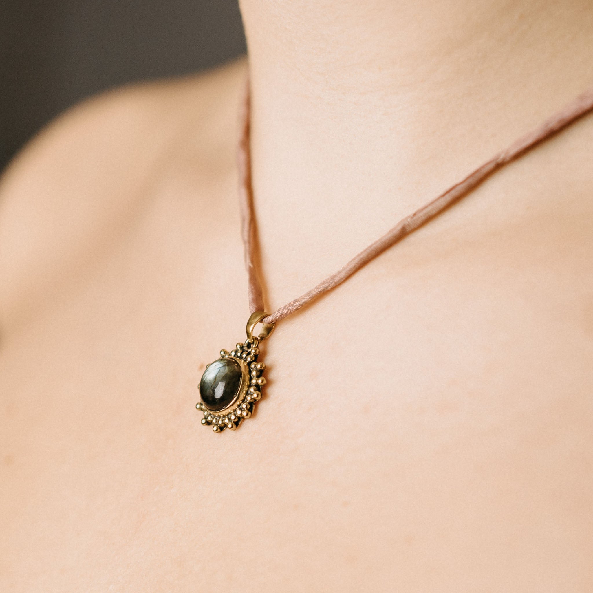 Deepa Labradoride Gold Pendant