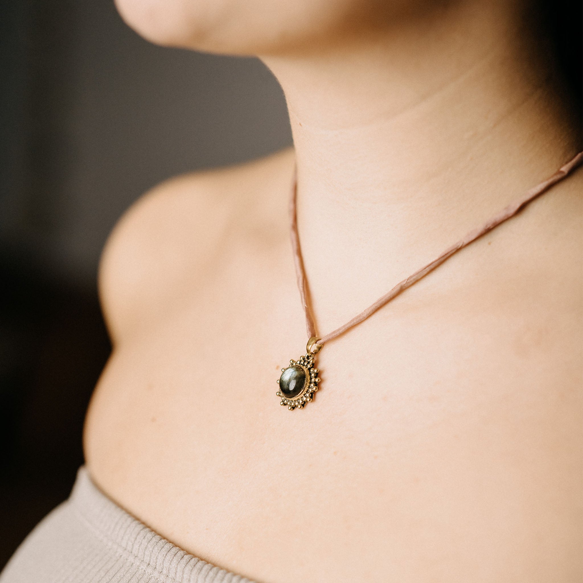 Deepa Labradoride Gold Pendant