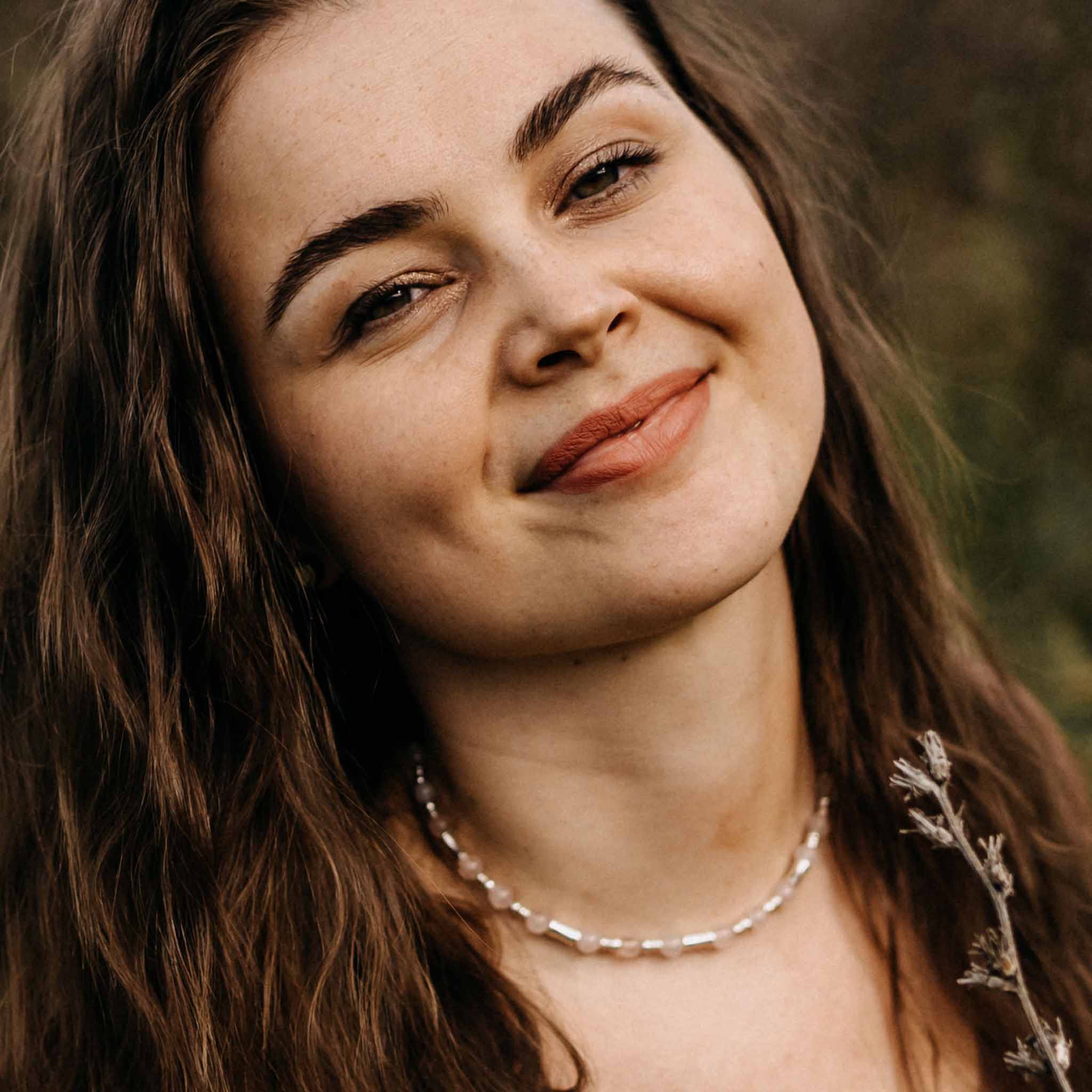 Halskette Noema Silber Rosenquarz