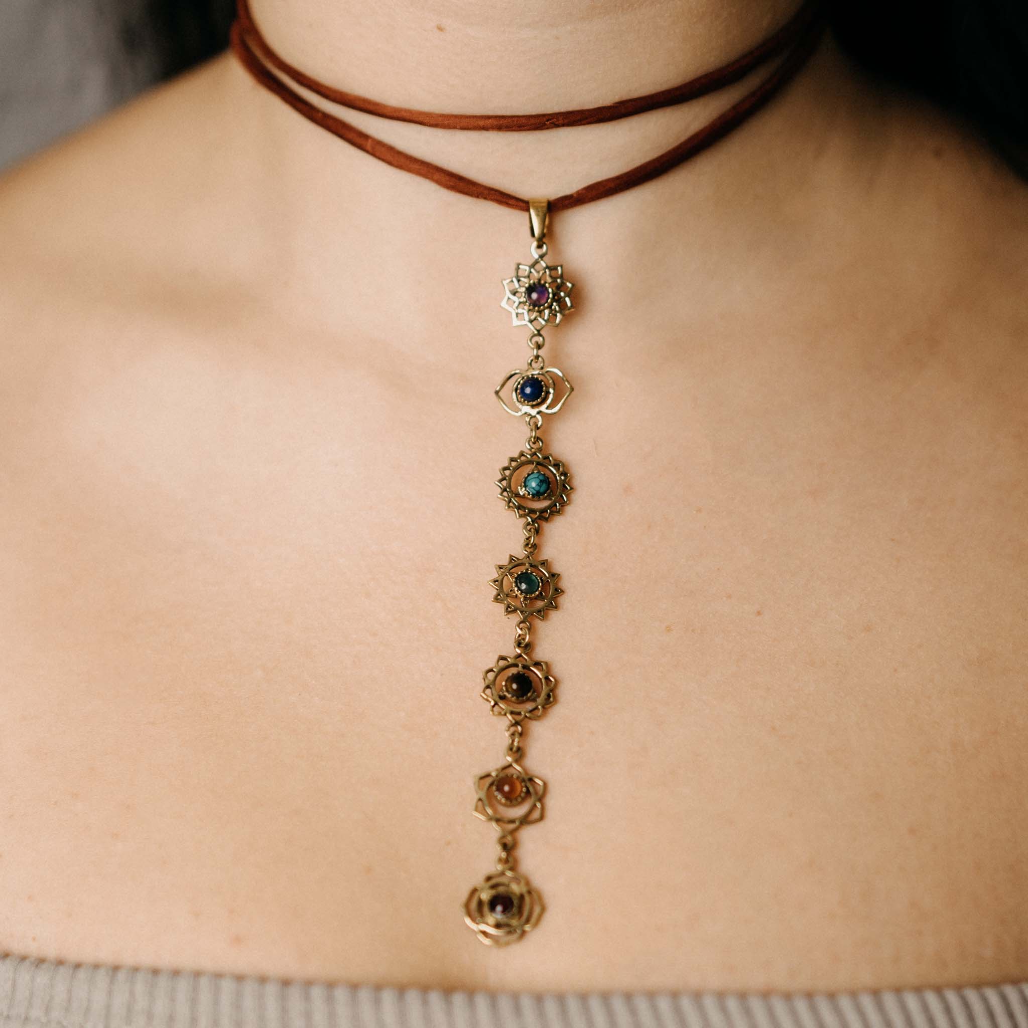 Chakra Stones Gold Pendant