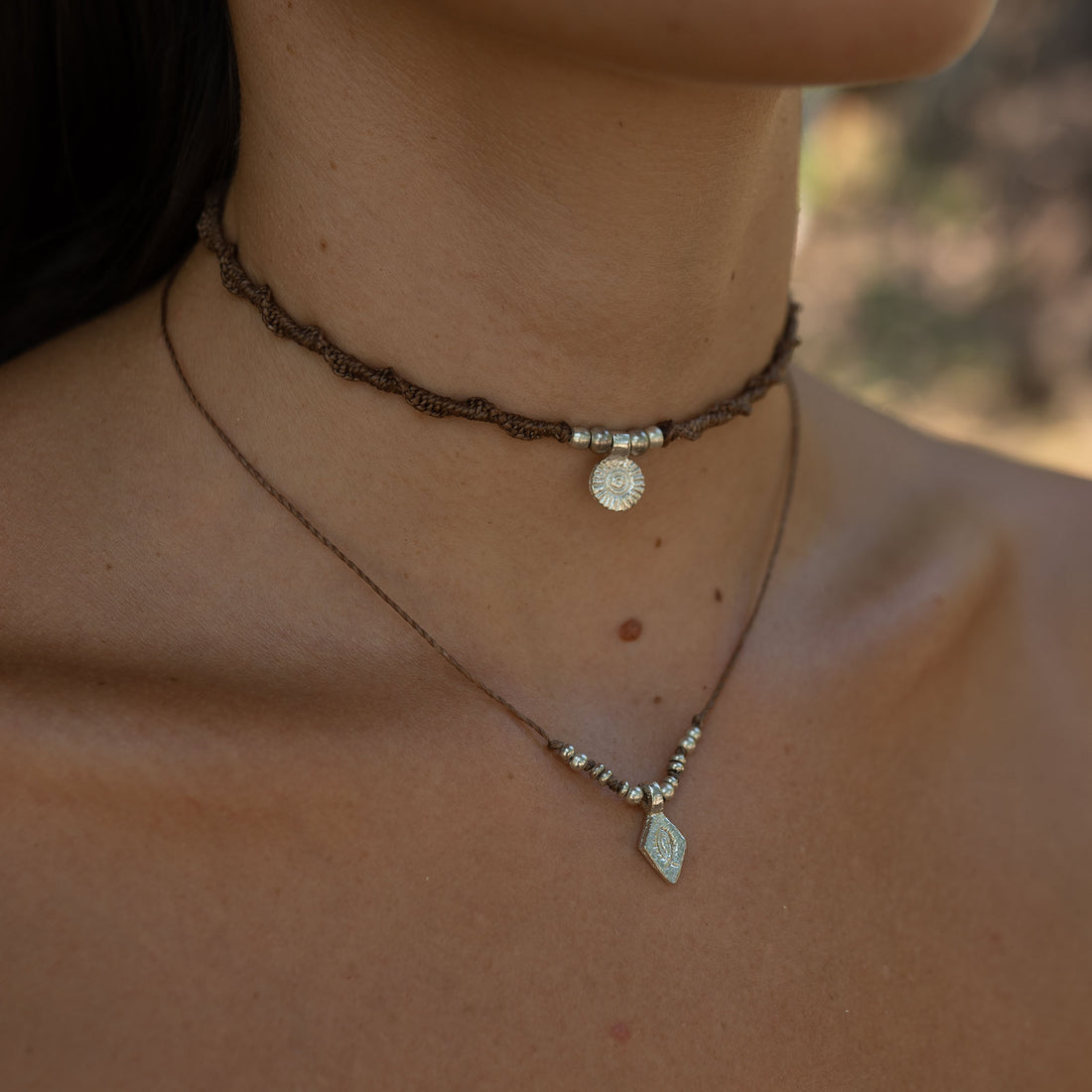 Necklace Rainha Brown Silver