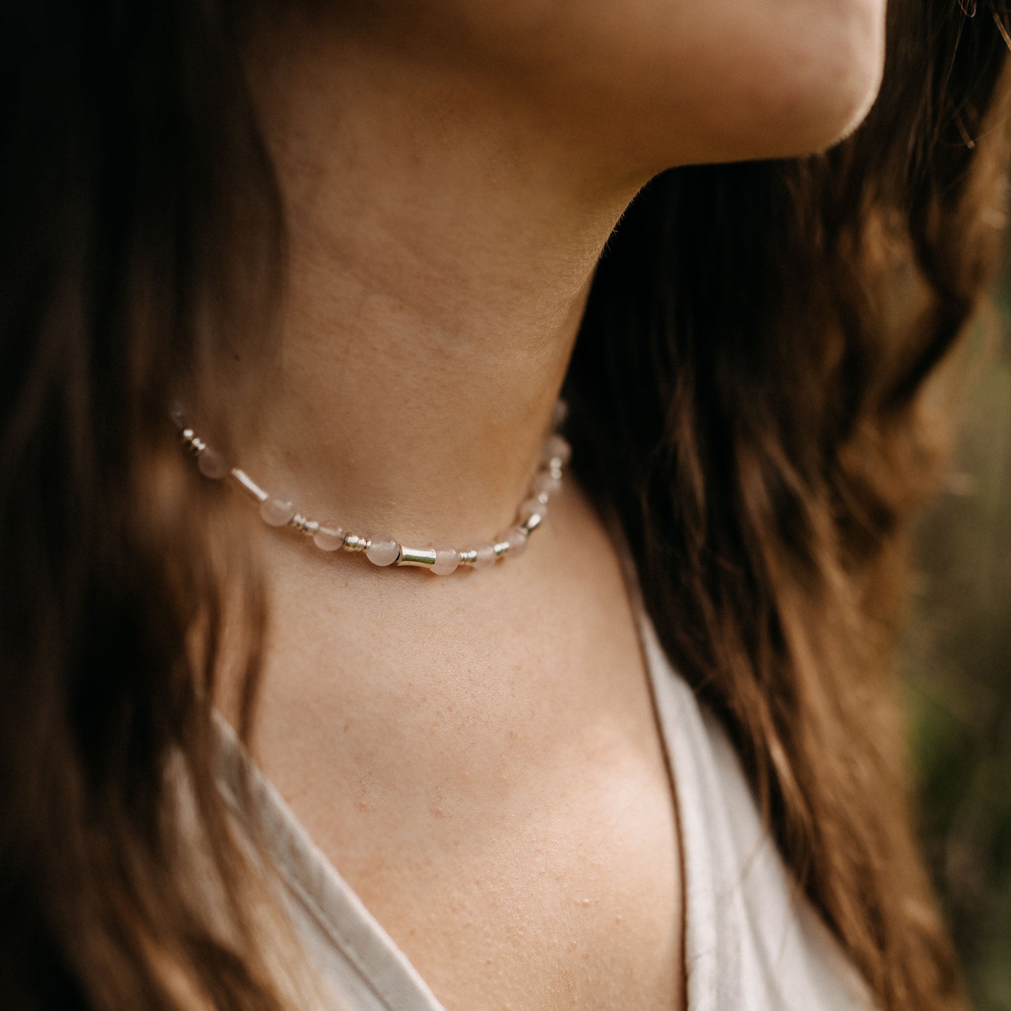 Halskette Noema Silber Rosenquarz