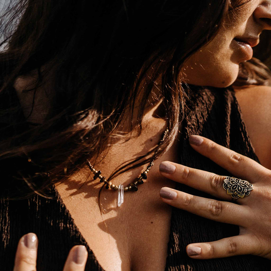 Halskette Elysira Gold Braun