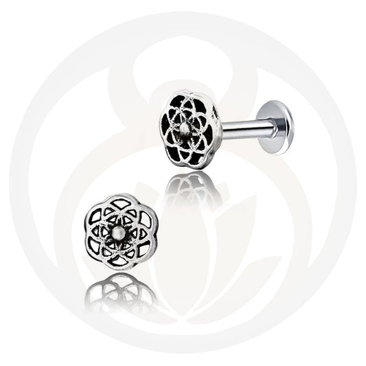 Labret Flower of Life Silver