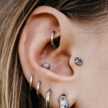 Labret Hand of Fatima Silver
