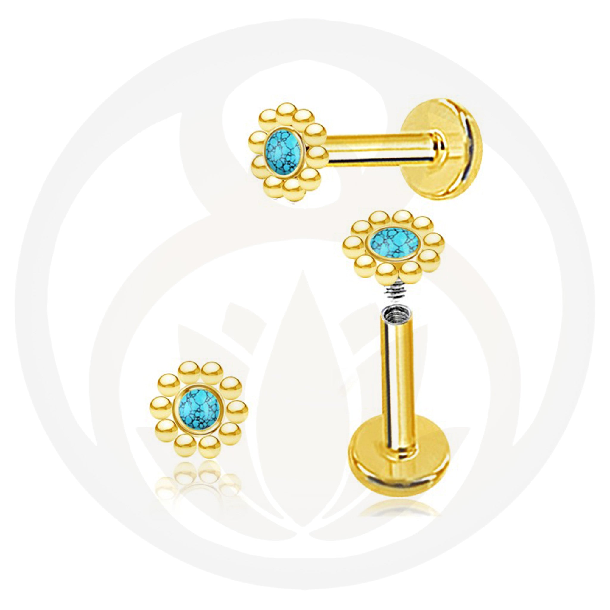 Labret Alva Gold Turquoise