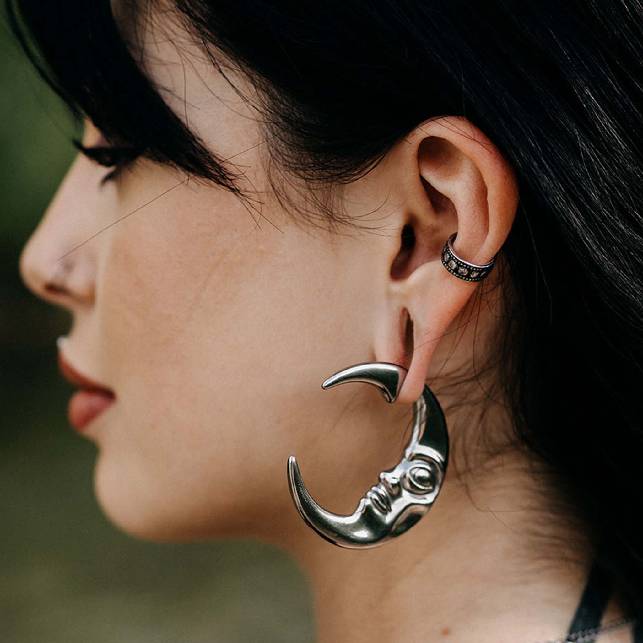 Ear weights moon silver