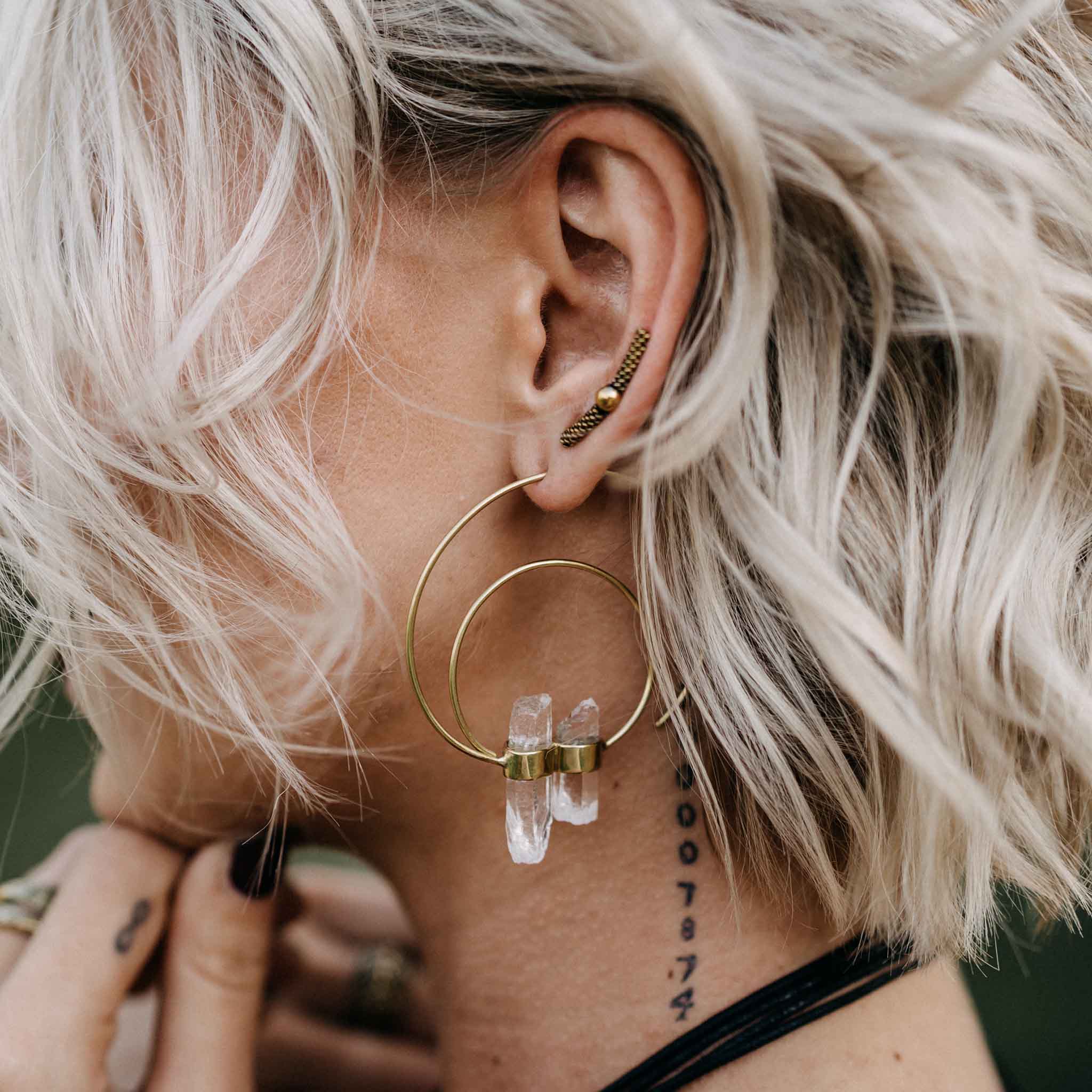 Ohrringe Shakti Gold Bergkristall