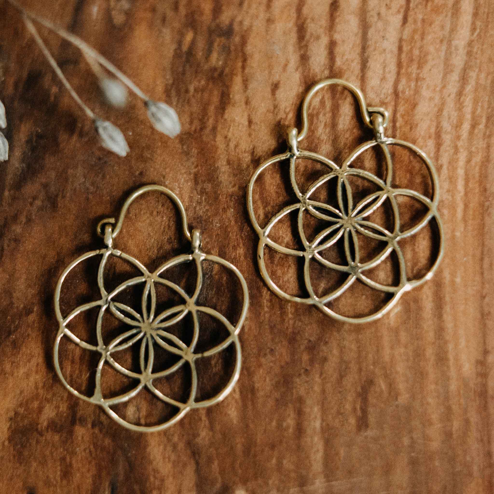 Ohrringe Blume des Lebens Gold filigran