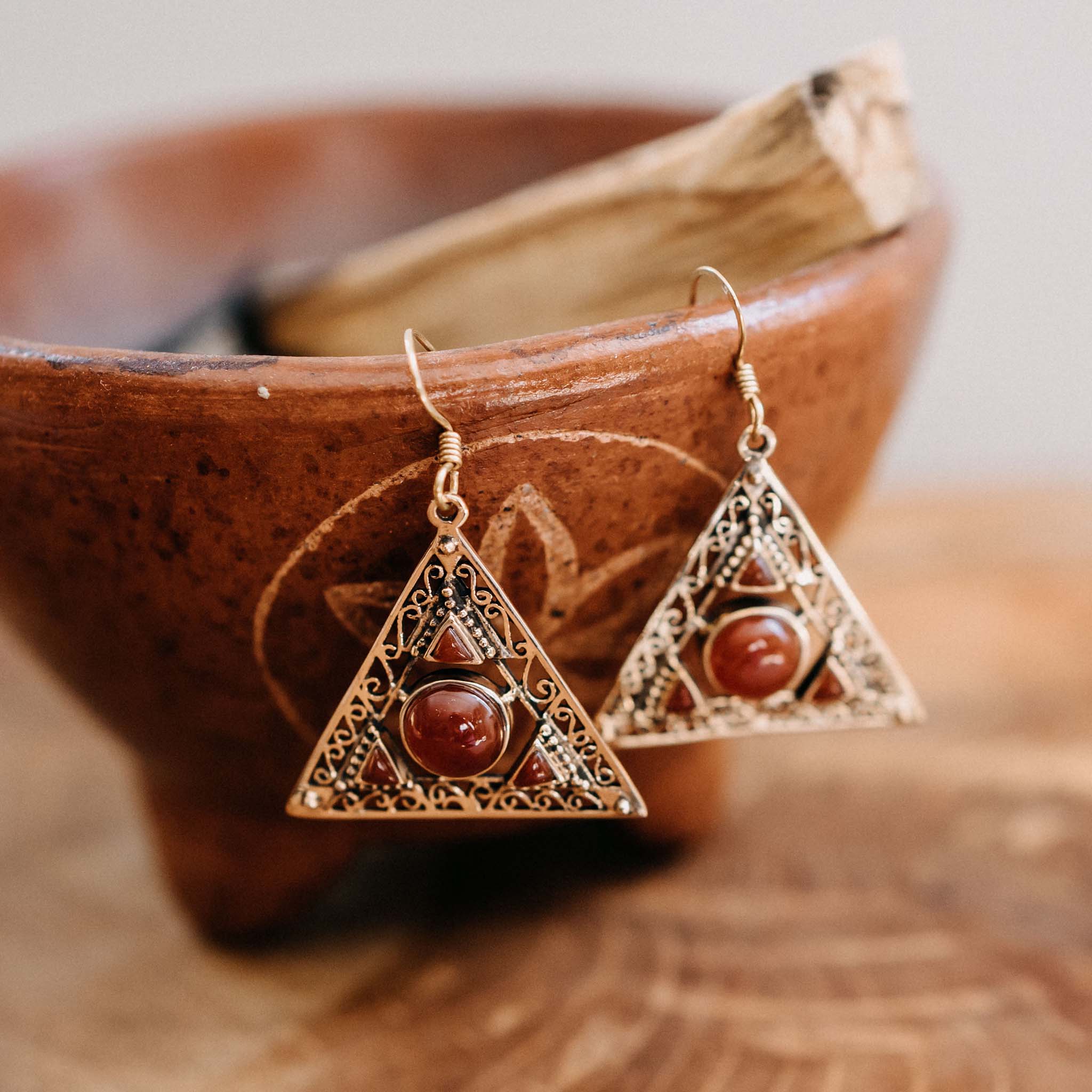 Ohrringe Triangle Gold Jaspis