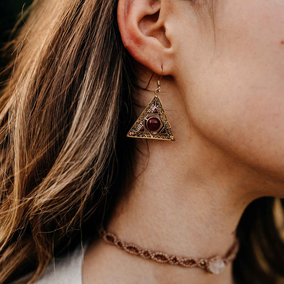 Ohrringe Triangle Gold Jaspis