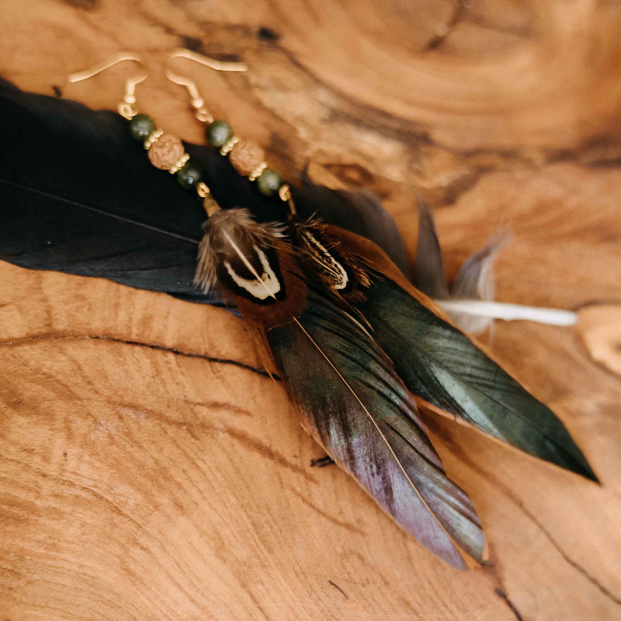 Ohrringe Federn Hahn Fasan