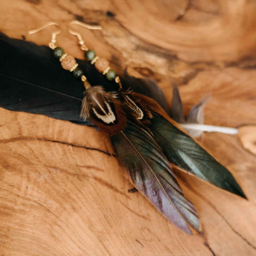 Ohrringe Federn Hahn Fasan