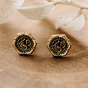 Stud Earrings Aum Ohm Goa Gold