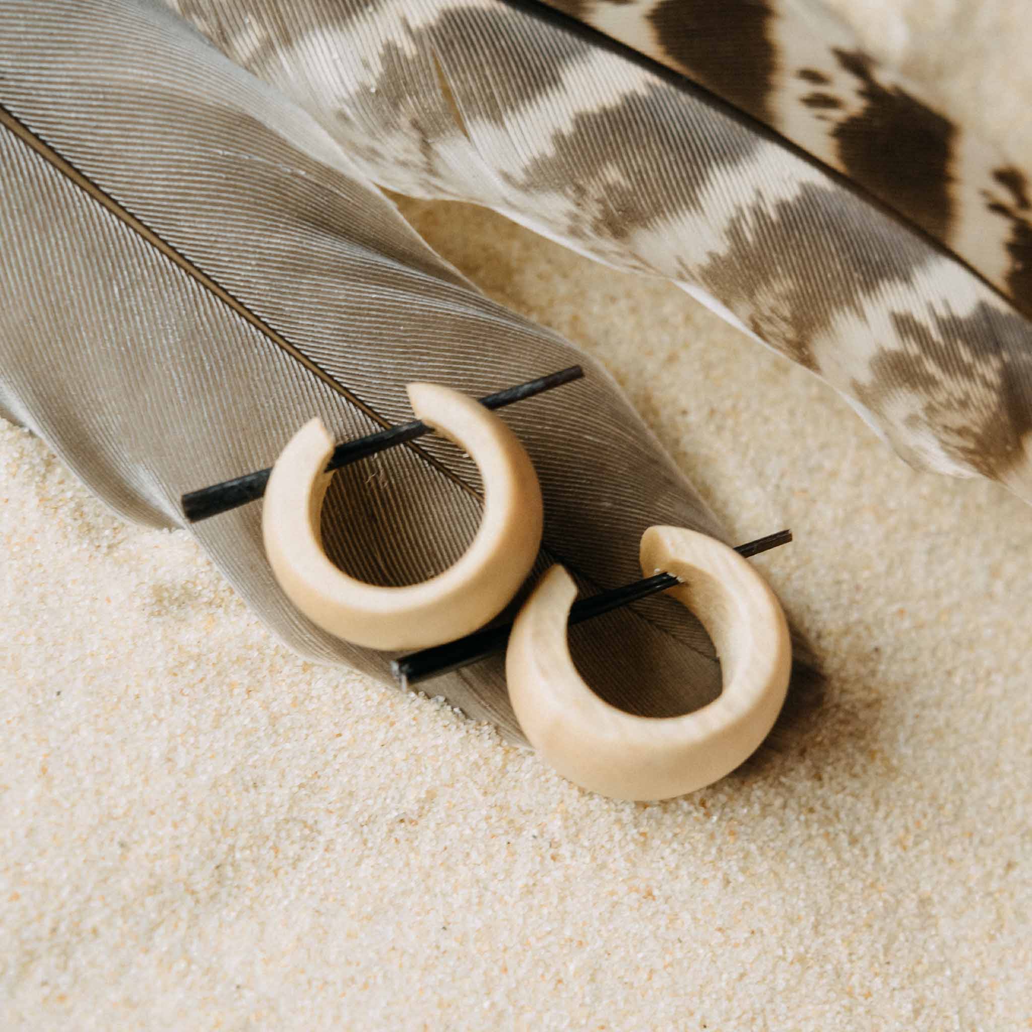 Ohrringe Nalani Teak Holz Hell