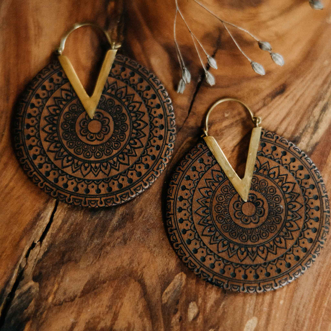 Ohrringe Janto Holz Gold