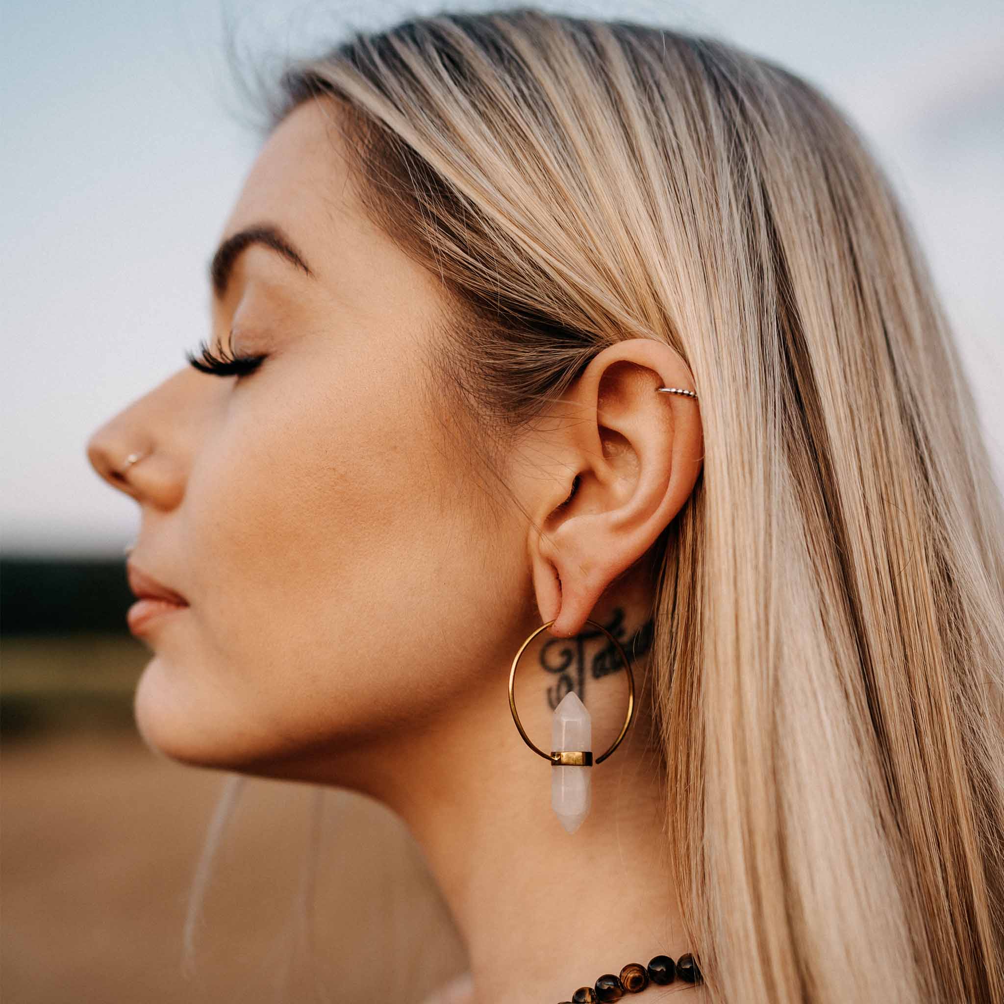 Ohrringe Luce Gold Rosenquarz