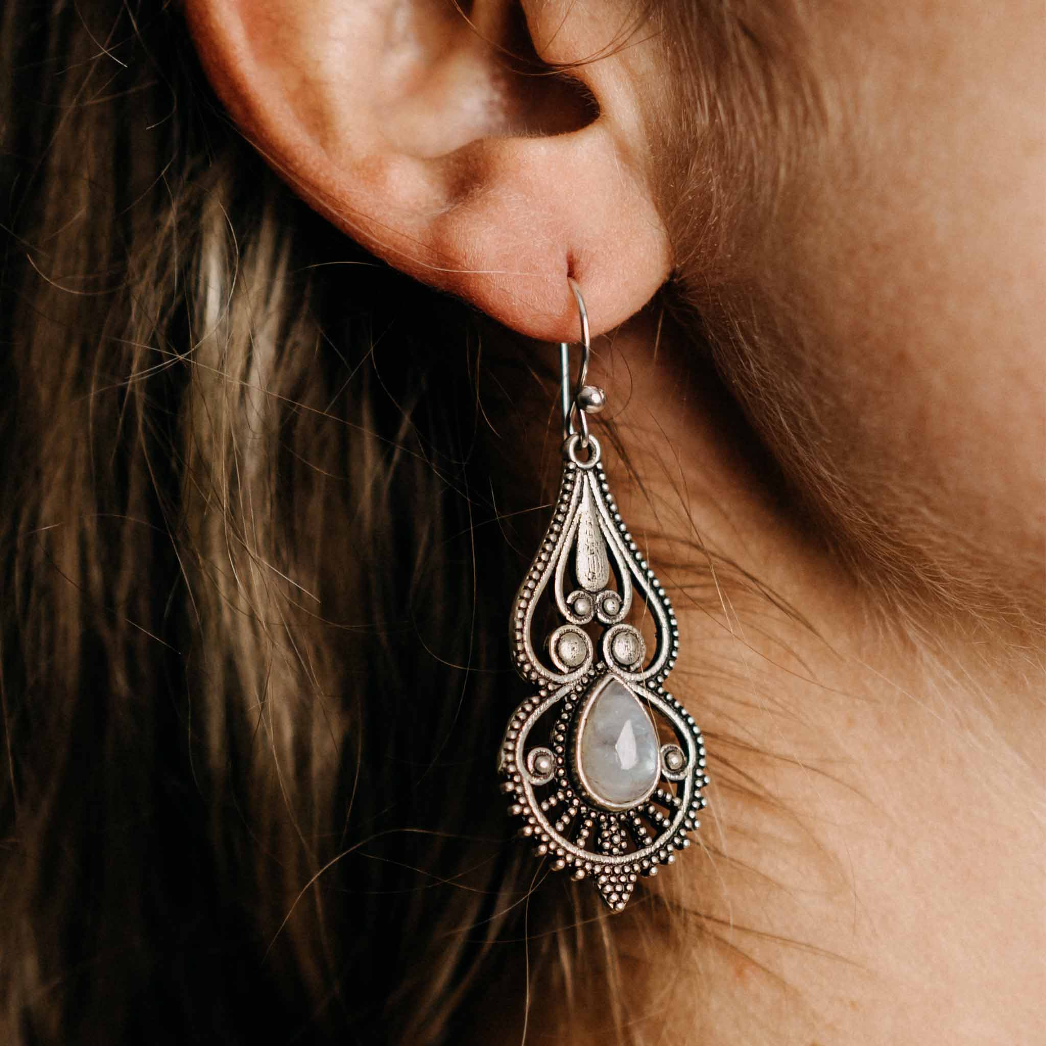 Swati Labradorite Gold/Silver Earrings